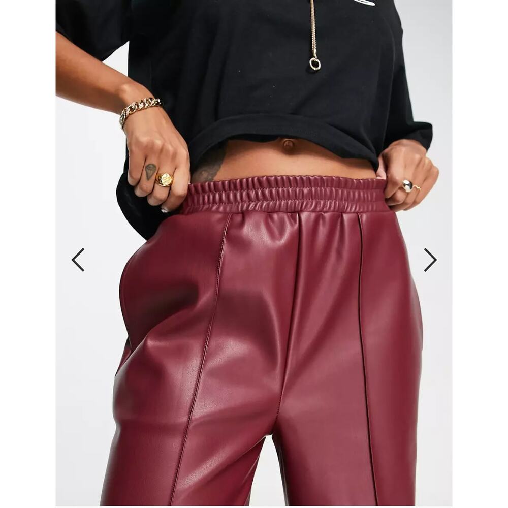 ASOS Burgundy Wide Leg Pants - Picture 3 of 11